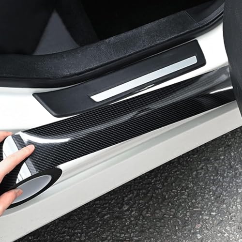 Image of Kmils Carbon Fiber Car Door Sill Protector Strip, Anti-Scratch Adhesive Tape for Car Interior /Exterior, Waterproof & Durable Auto Protection Film (5cm x 5m) (Black)