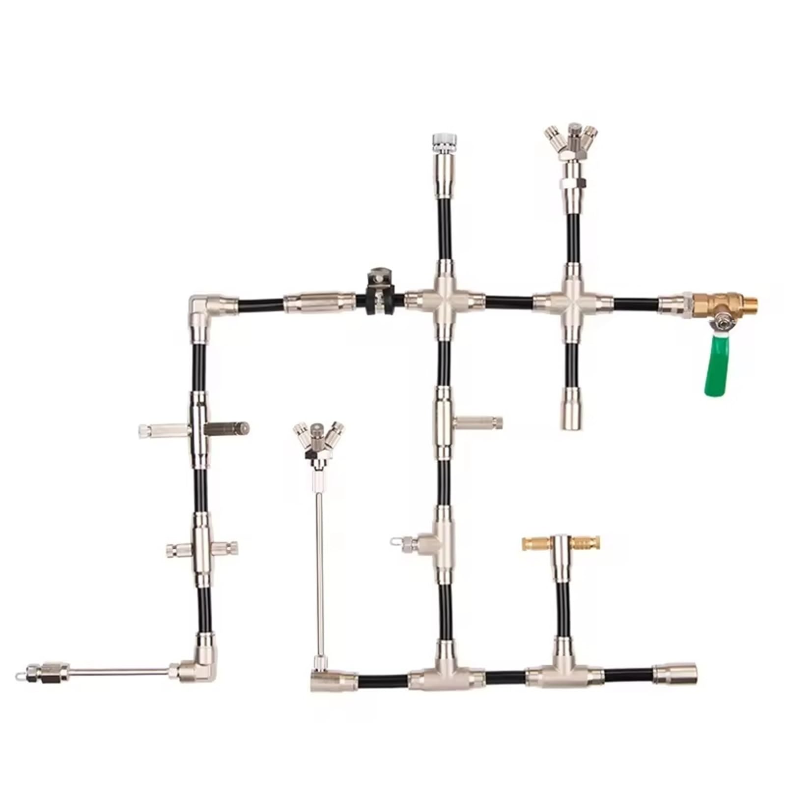10 Pezzi 3/8" Raccordo rapido a Quattro Vie con bloccaggio a Slittamento, raccordi per Tubi a Croce in Ottone Sistema di Raffreddamento ad Alta Pressione per Nebbia