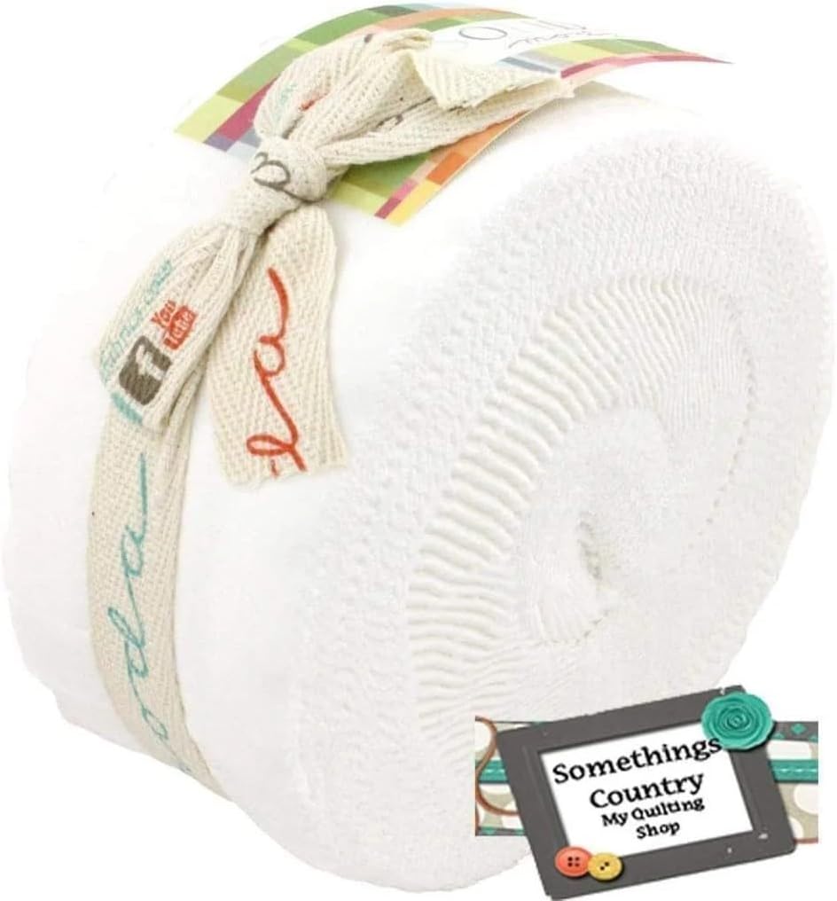 Moda Bella Solids White Bleached 9900-98 Jelly Roll, 40 2.5x44-inch Cotton Fabric Strips