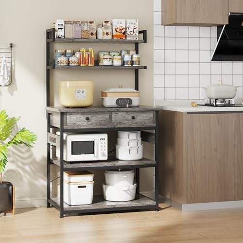 Mexin Baker's Rack with Power Outlet, 5-Tier Kitchen Storage Shel...