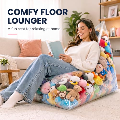 Batiyeer Clear Stuffed Animal Storage Chair Bean Bag 49 x 30 x 30 Inches by Batiyeer - Used condition - Image 4