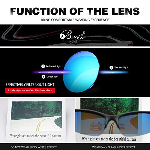 Bevi Polarized Sports Sunglasses TR90 Frame UV Protection for Men and Women Cycling Baseball Running Golf4