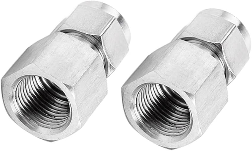 Stainless Steel 304 Compression Tube Fitting, Straight Adapter, 1/2" Tube OD x 1/2" NPT Female Coupler, Pack of 2