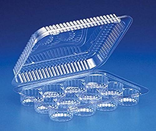 Inline Plastics 12-Compartment Small Mini Cupcake/Muffin Container Clear Plastic Hinged Holder (Pack of 10)