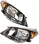 HYYKJ-US Headlight Assembly For Yaris/Vitz 2012 2013 2014 OE Replacement Halogen Headlights, Driver Side & Passenger Side (LH+RH) Headlamp Assembly w/ Black Housing