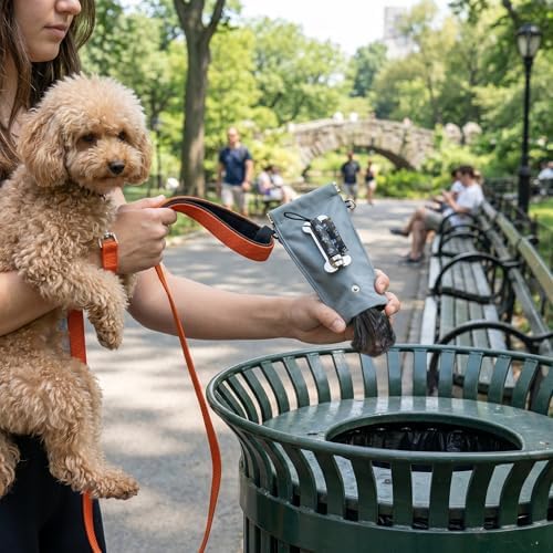 Dog Poop Bag Holder for Walking with Waste Bag Dispenser, Reusable Smell Proof, Pet Poop Pouch with Spring loaded Closures, Portable Dog Accessories Travel for Leash Harness Waist image 4