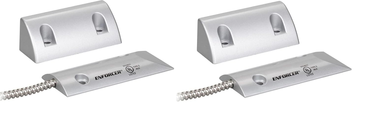 Seco-Larm SM-226RQ Pack of 2 Enforcer Overhead Door-Mount Magnetic Contact, Closed Loop, Adjustable to Fit Most Door-Channel Widths, 2-3/4" (70mm) Gap, 24" (61cm) Wire Leads Enclosed in Armored Cable