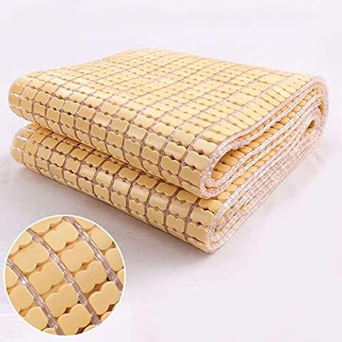 Sh000ad Summer Sleeping Mats Bamboo Mat Foldable Mahjong Cooling Sleeping Pad Smooth Breathable Absorb Sweat Mattress Topper,Bedding for Home School Single Double Bed (W90xL190cm(3x6.2ft)) Cover