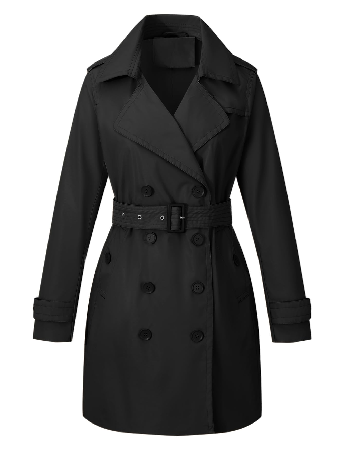 Bellivera Women's Classic Long Windproof Trench Coat With Belted Waist
