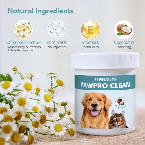 Image of No Pawblems Dog Ear Wipes Finger, Dog Ear Cleaner, 50 Pcs (Coconut Scent)