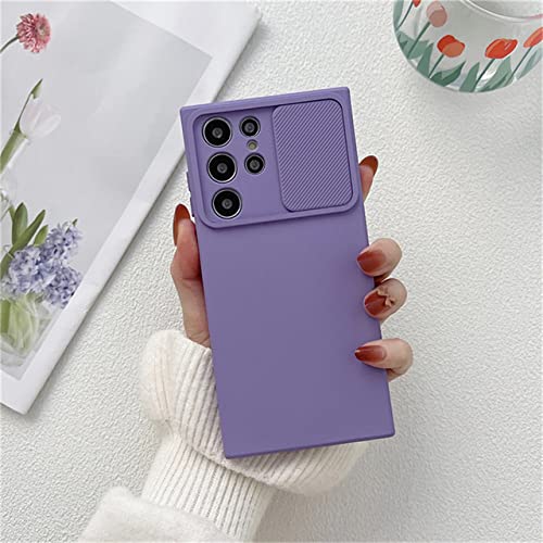 Coque silicone Samsung A03S 166mm violette avec cache caméra coulissant