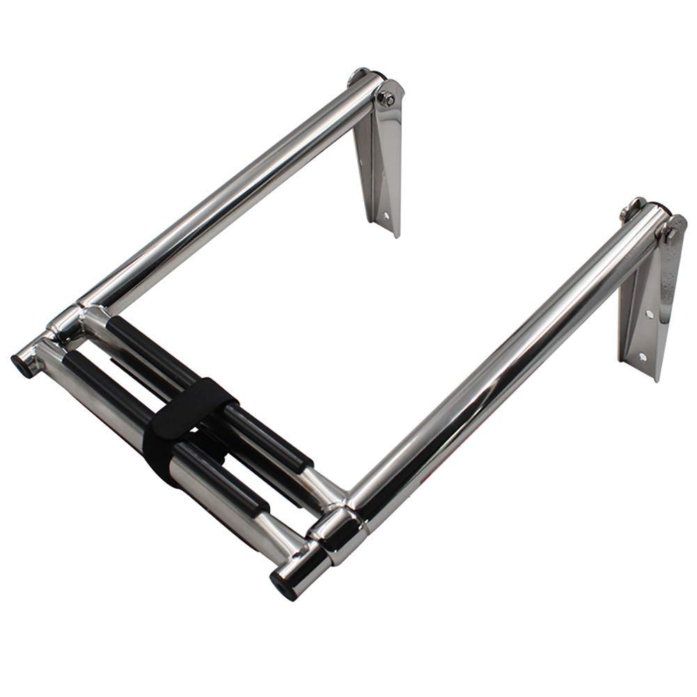 Boat Ladder, 2 Step Telescopic Boat Ladder Swim Step, Folding Stainless Steel Platform Ladder for Speedboat Yacht Deck Pool