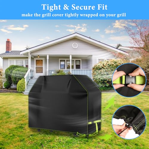 VDISRR Grillabdeckung Wetterfest, 420D Oxford Grill Abdeckung 137x69x117cm, Grillhaube Gasgrill Abdeckhaube für Weber Spirit 300 Serie Reißfest, UV, Schutz Grill vor Verblassen, Rost und Schimmel