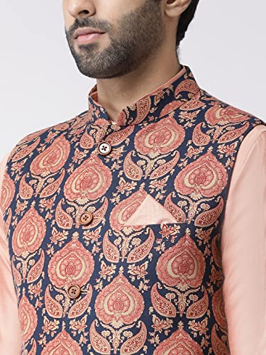 Image of Kisah Men's Silk Blend Printed Nehru Jacket Regular Fit | Designer Ethnic Layering | Wedding & Occasion Wear