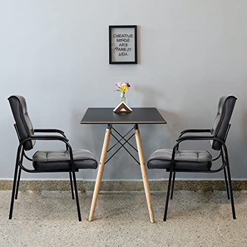 Zenstyle Set Of 2 Office Leather Guest Chairs With Padded Arm Rest, Reception Chairs Executive Side Chair With Bonded Leather And Black Metal Frame For Waiting Room, Conference, Reception Meeting #TOP2