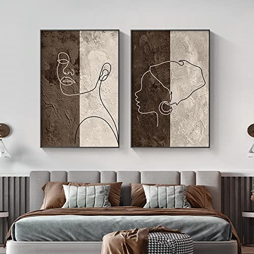 Peinture Abstraite Ligne Art Moderne pour Créer un Salon Cosy et Minimaliste