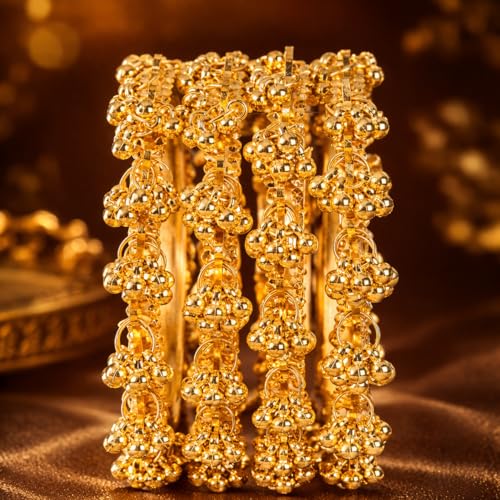 Image of Shining Diva Fashion 4 Pcs Traditional Stylish Ghungroo Kashmiri Bangles Set for Women & Girls