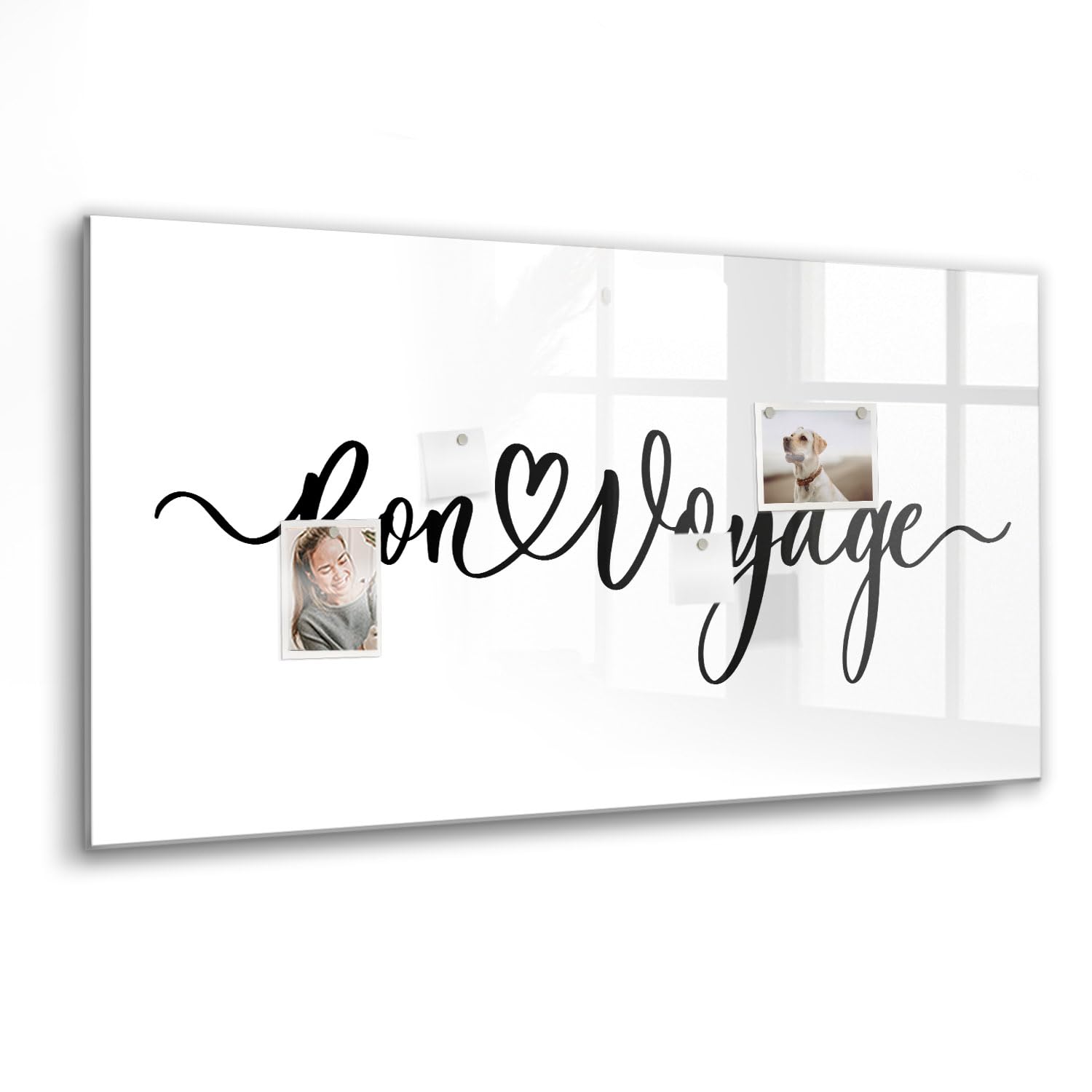 Premium Wand-Glasboard magnetisch mit Zubehör | Neodym-Magnete, Marker & Schwamm | Ideal für Notizen, Planung & Präsentationen- 120x60 - Inschrift Gute Reise