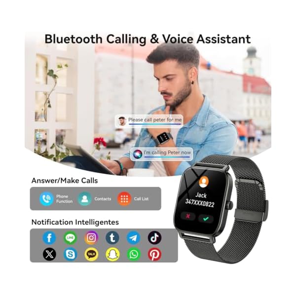 Smart Watch for Men Women Fitness Tracker: Waterproof Bluetooth Call Answer Make Smart Watches for Android iPhone Digital Mens Watches Activity Smartwatch Pedometer Heart Rate Monitor 120 Sports Model - Image 2
