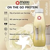 MaxiNutrition MaxShake Protein Milchshake Vanille, 12x 330ml, cremiger Eiweiß-Shake für unterwegs, 25g Protein, low fat & low carb, laktosefrei, ohne künstliche Aromen, Made in Germany