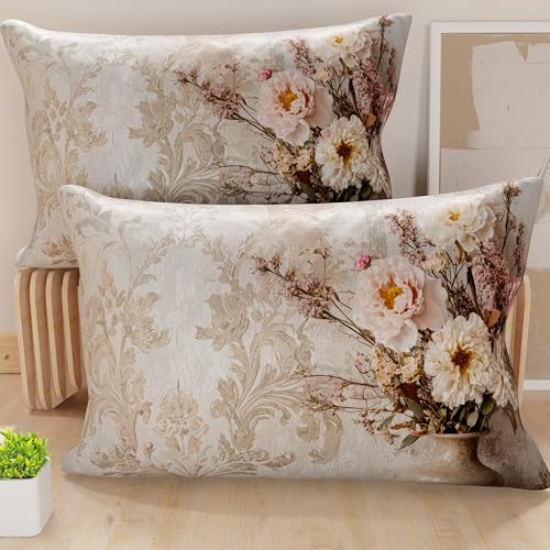 PETTI Artigiani Italiani - Coppia di Federe Cuscino 50x70 cm in Microfibra, Cuscini Arredo Camera da Letto, Divano, Salotto, Set 2 Fodere Copricuscino, Federa Shabby 341, 100% Made in Italy