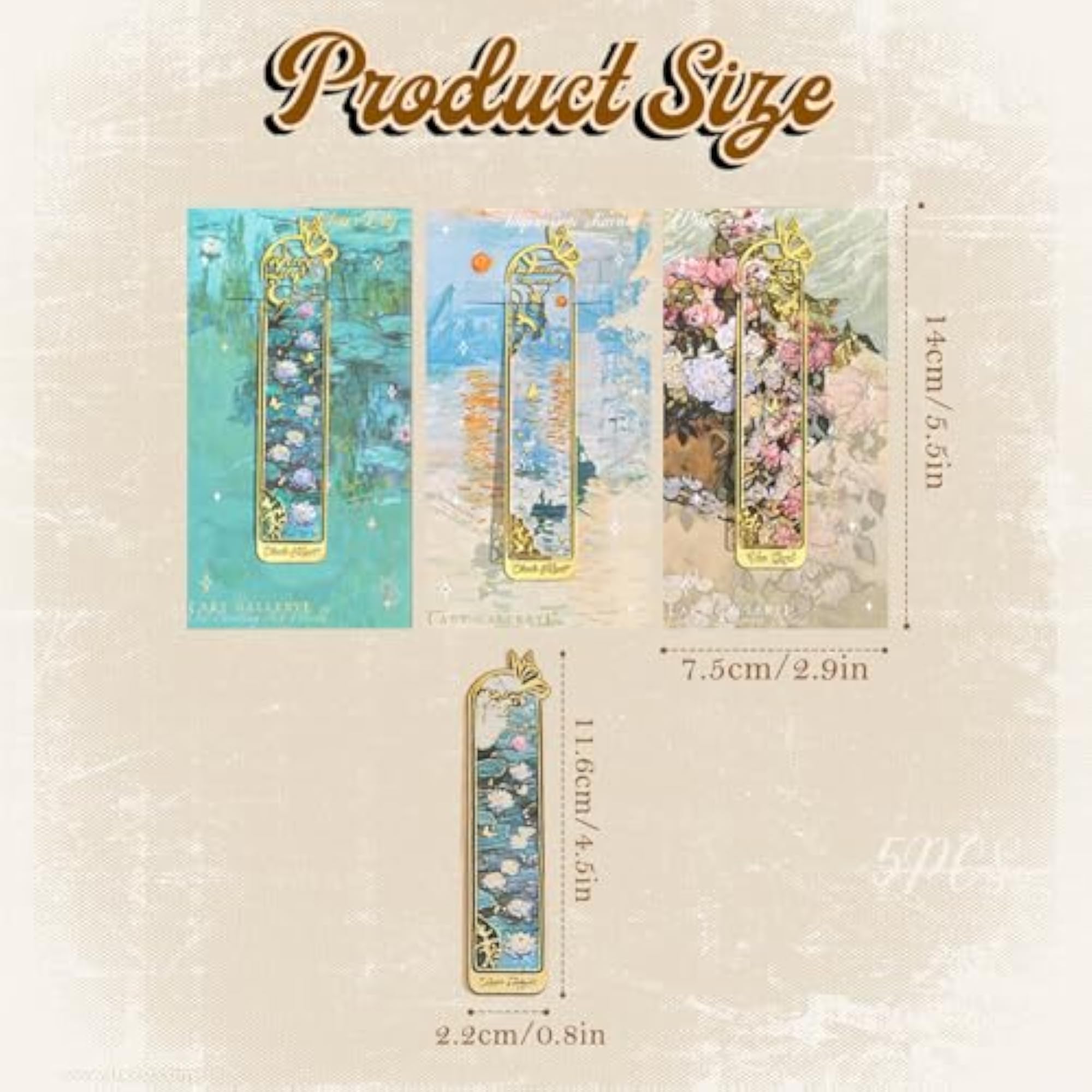 3-Pack Metal Bookmarks Inspired by Monet's Painting Art