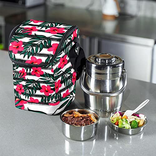 Bolsa de almuerzo pequeña para oficina con estampado floral 7
