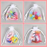 soodyoow Woreczki do napełniania, 100 sztuk, małe torebki na prezenty, 7 x 9 cm, woreczki z organzy, na prezent, woreczek na biżuterię, woreczki na prezenty ze sznurkiem na wesele, urodziny, Boże