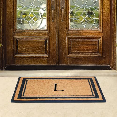 A1 Home Collections Natural Coir & Rubber Hand-Flocked Monogrammed Doormat - Heavy Duty Anti-Shedding Front Door Mat, Thick & Durable Entrance Mat - L, 30” x 48” by A1 HOME COLLECTIONS - Used condition - Image 6