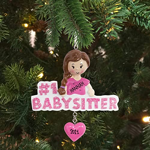Uniqxmas Personalized Babysitter Figurine Christmas Ornament 2023 | #1 Babysitter For Xmas Tree - Daycare Provider, Nurse Caregiver, Best Nany | Unique Keepsake Gift - Custom Name & Year #TOP3