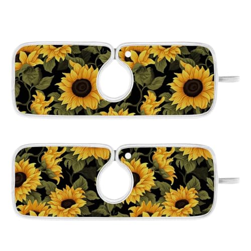 FULUHUAPIN 2 Pack Sunflowers Kitchen Faucet Splash Catcher Absorbent Mat, Polyester Sponges Machine Washable Quick Dry Drying Mat, Sink Accessories 14'' x 5'' 20323966