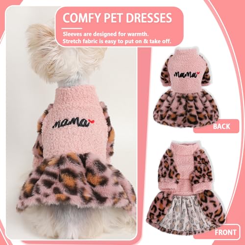 Leopard Dog Dresses for Small Dogs Fleece Dog Sweater Dress, Warm Dog Winter Clothes, Soft Stretchy Puppy Clothes Extra Small Pet Outfit, Yorkie Chihuahua Clothes Female, Pink, Small Leopard Dog Dresses for Small Dogs Fleece Dog Sweater Dress, Warm Dog Winter Clothes, Soft Stretchy Puppy Clothes Extra Small Pet Outfit, Yorkie Chihuahua Clothes Female, Pink, Small