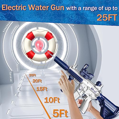 Electric Water Gun For Adults&Kids Automatic Water Gun 25 Ft Range Strongest Water Blaster Summer Swimming Pool Beach Outdoor Toys（Blue2） #TOP1