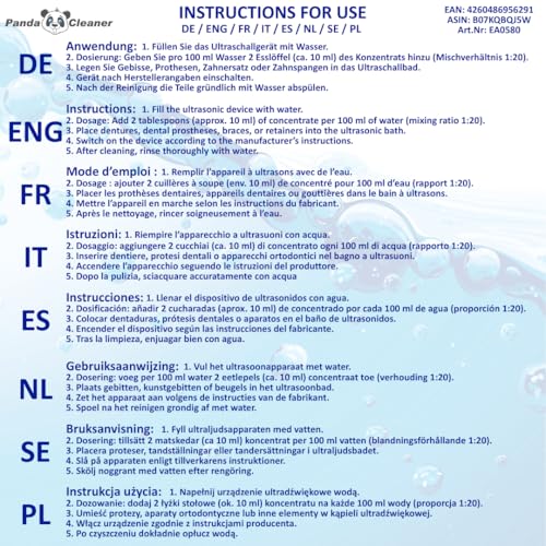 Dental Konzentrat Ultraschallreiniger - Entfernung von Belägen und Verfärbungen - für Gebisse, Prothesen, Zahnersatz & Zahnspangen 500ml