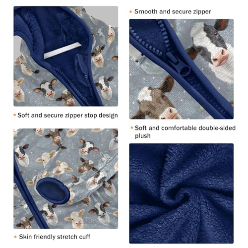 Cute Cow Boys Fleece Coat,Children's Zip-Up Hoodie Jacket,Baby Warm Fashion Outerwear 3-10T,A1133163