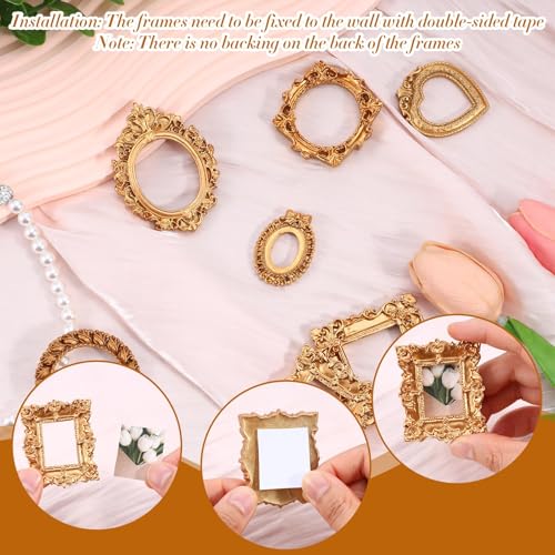 Image of 7 Pcs Vintage Frames,Resin Photo Frame Collection For Wall Decor And Table Display, Golden Antique Mini Frames For Home Decoration And Photography Props, Multi-Purpose Decorative Frames Set