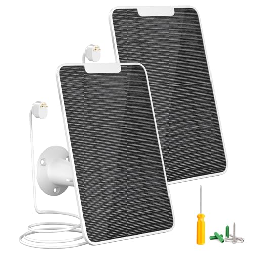 Image of Premium Solar Panel for Google Nest Camera, 5W Camera Solar Panel Power for Google Nest Cam Outdoor & Indoor (Battery Version), Special Made for Google Nest Cam, IP65 Waterproof, w/ 13ft Cable, 2 Pack