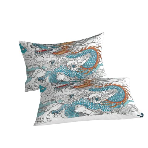 Parure de lit dragon 3D pour chambre adulte et ado cocon de confort king size 260x220cm