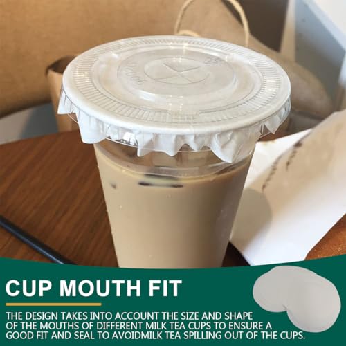 FERCAISH Pack of 100 Disposable Milk Tea, Leak-Proof Paper, Coffee Cups, Sealing Paper, Milk Tea Cups, White Sealing Paper - Image 3