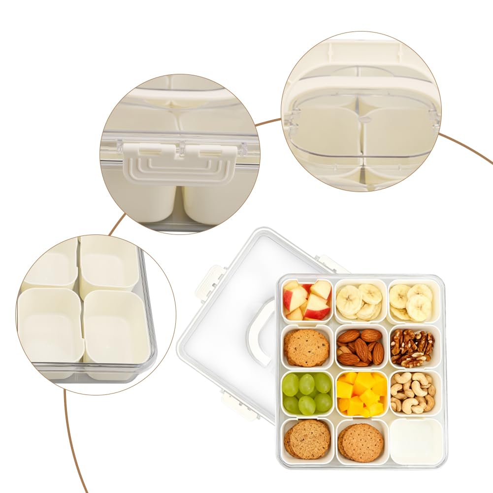 Frischhaltedose mit 12 Fächern und Deckel und Griff, BPA-frei, spülmaschinenfest, auslaufsicher, tragbarer Mahlzeiten-Vorbereitungsbehälter für Snacks, Mittagessen und Organisation