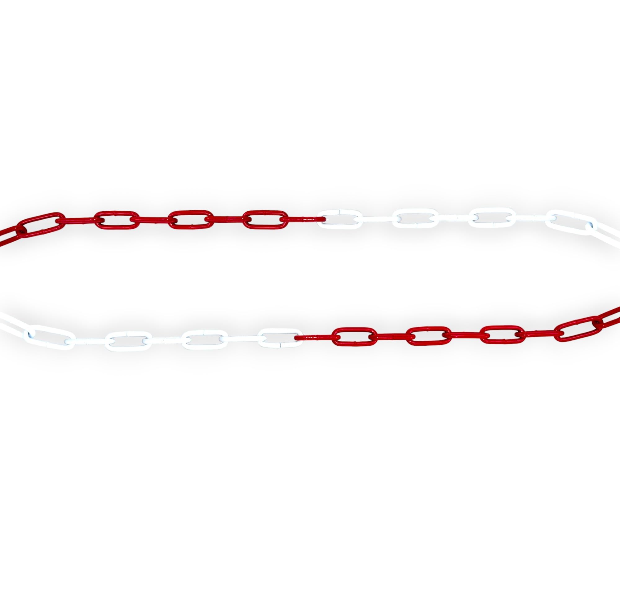 10m Stahlkette Warnkette Ø5mm - Rot-weiß - verzinkter Stahl - bestens für Baustellen, Parkplätze, Events, Veranstaltungen, Jahrmärkte