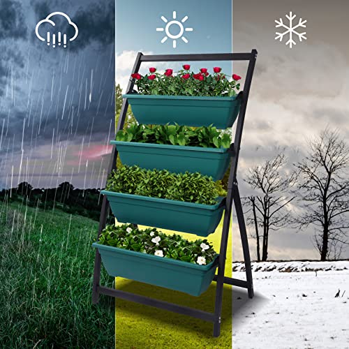 Playinyard 4 Tier Metal Vertical Garden Planter, 4Ft Elevated Vertical Garden Bed For Indoor Outdoor Patio With Container Boxes For Herb, Vegetables, Plants And Flower #TOP5