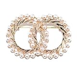 ROFARSO Round Brooch Pins for Women Fashion Jewelry, Faux Pearl Accessory for Party Wedding Gift, Gift for Women Girl