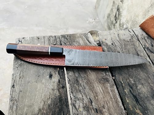 Aimm Hand Forged Damascus Chef Knife 15 Inch, Japanese Kitchen Cooking Knife, Professional Gyuto Cleaver for Meat Cutting, Ergonomic Oak Wood Handle with Premium Leather Sheath, Gift for men by Aimm Enterprises LLC - Image 6