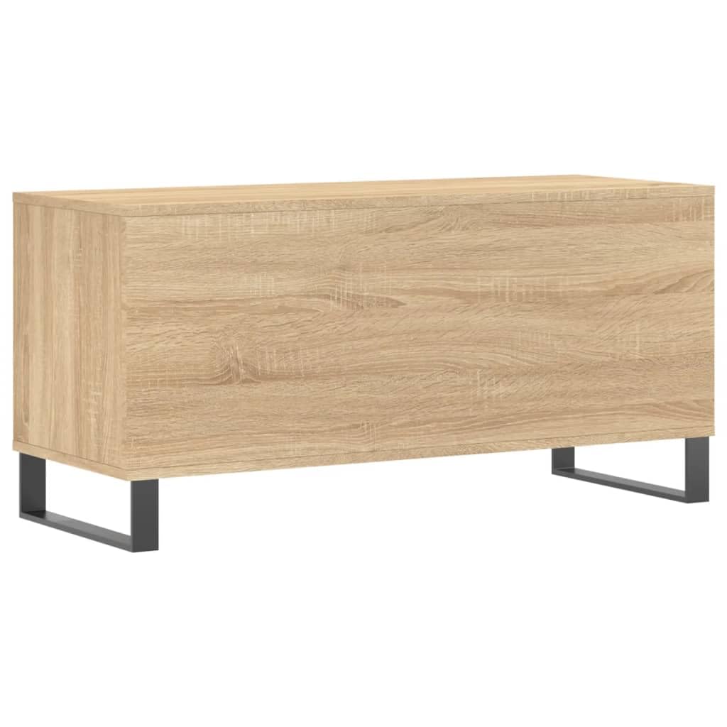 Armadio per dischi in rovere Sonoma, con gambe in ferro, 100 x 38 x 48 cm, spazio per dischi in vinile e LP in vinile, stabile, con ripiano per giradischi, soggiorno, ufficio