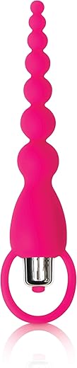 Adam & Eve Booty Bliss Vibrating Anal Beads, Pink | Waterproof Silicone Butt Plug with Removable Bullet Vibrator | 7.75 Total Length, 6 Insertable