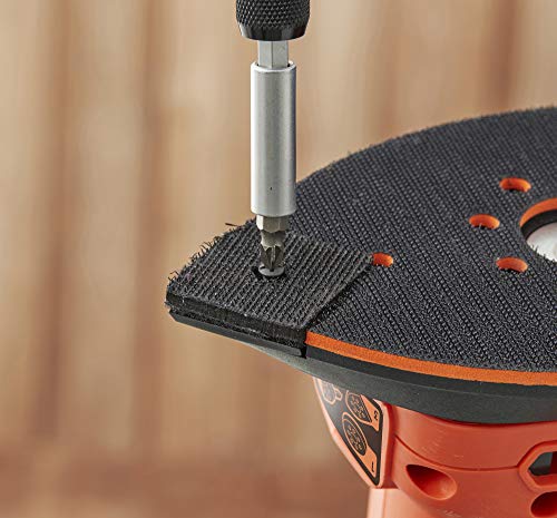 BLACK+DECKER BEW200-QS Multiponceuse filaire - 200W - 2mm de diamètre d'orbite - 6 abrasifs, 2 plateaux et 1 doigt de ponçage - Collecteur à action cyclonique