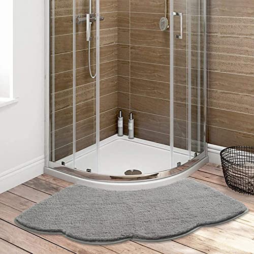 Ledph Tapis Douche Angle, Tapis de Douche Arrondi en Forme de Secteur, Tapis de Douche Arrondi en Quart en Microfibre, Lavable en Machine, Antidérapant, Gris, 45x100cm Cover