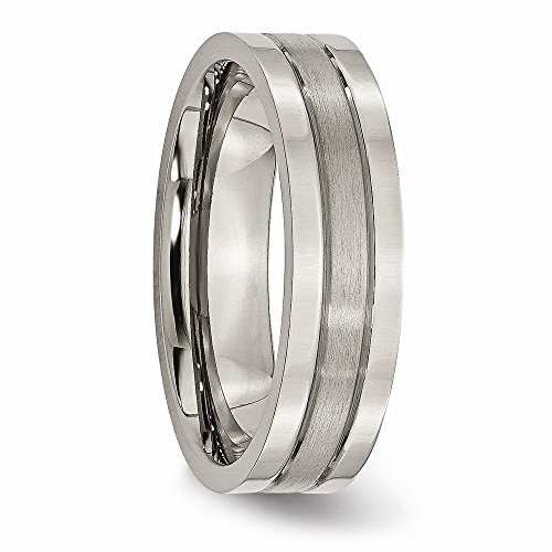Jewelry Pilot 6Mm Flat Pipe Cut Brushed & Polished Finish Grooved Designer Titanium Wedding Band - Size 11.5 #TOP3