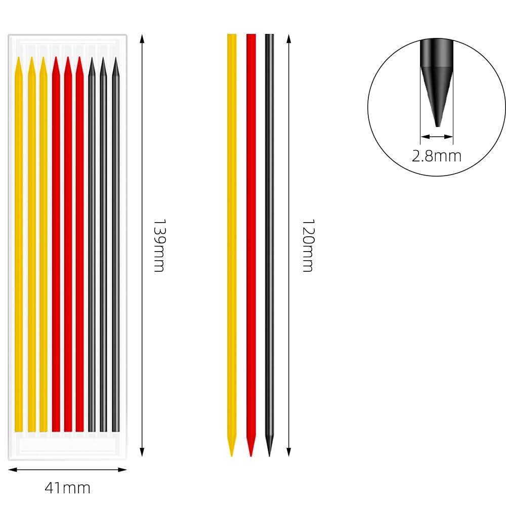 Jyvex 36 Stück Bleistiftminen 2.8mm - Zimmermannsbleistift Ersatz | Wasserdichte Pica Dry Minen